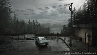 A car parked in an empty lot in a Silent Hill 2 Remake screenshot.