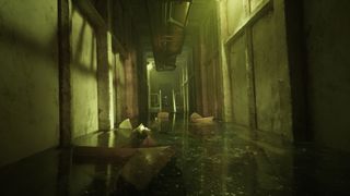 A dark corridor filled with water in the Still Wakes the Deep preview.